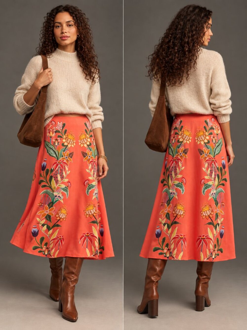 Farm Rio Slip Skirt Midi Size L